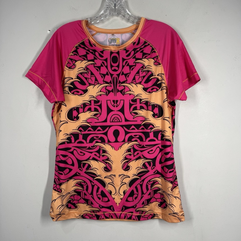 YMX by Yellowman Cycling Jersey Womens Large Biking Tribal Tattoo Wicking Bold